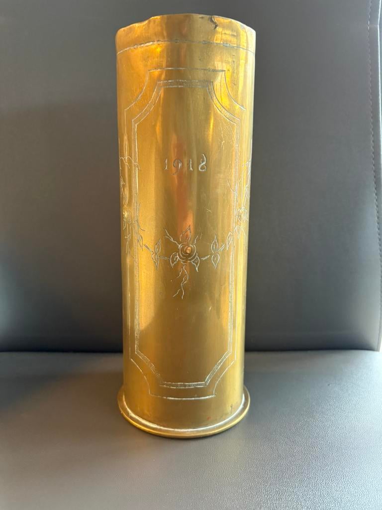 WO1 obus 1918 – trench art – 23 cm, Verzamelen, Ophalen, Landmacht, Hulzen of Bodemvondsten