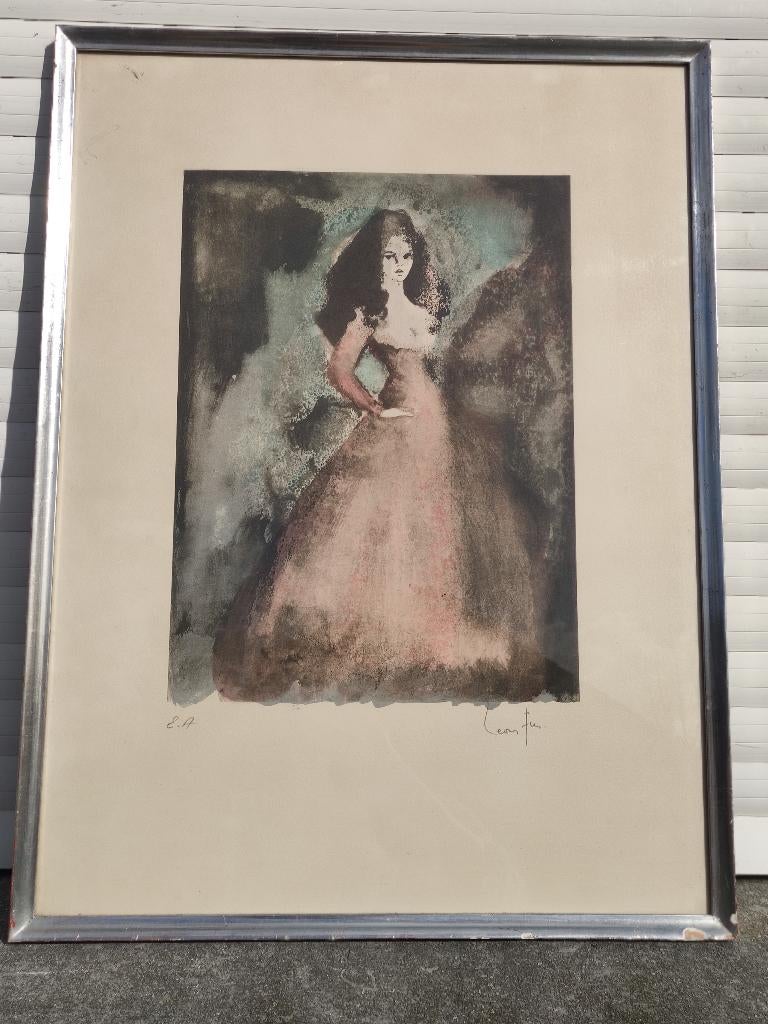 lithographie epreuve d artiste signe leonor fini, Antiquités & Art, Art | Lithographies & Sérigraphies, Enlèvement ou Envoi