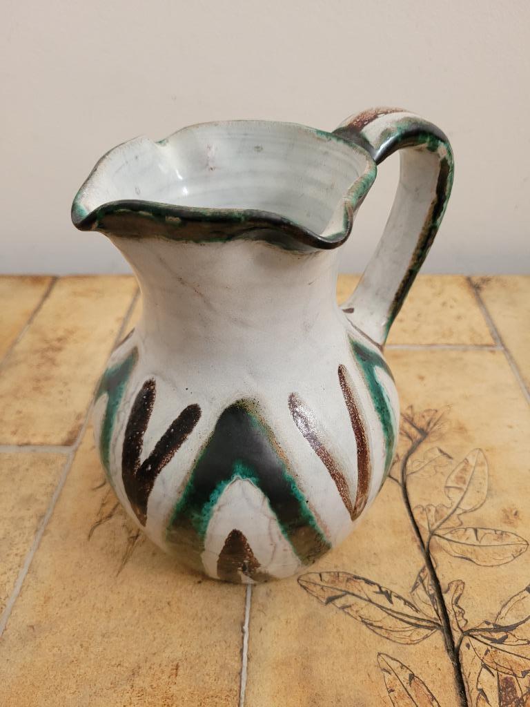 pichet 3 becs céramique robert picault vallauris vintage, Antiquités & Art, Antiquités | Céramique & Poterie, Enlèvement ou Envoi