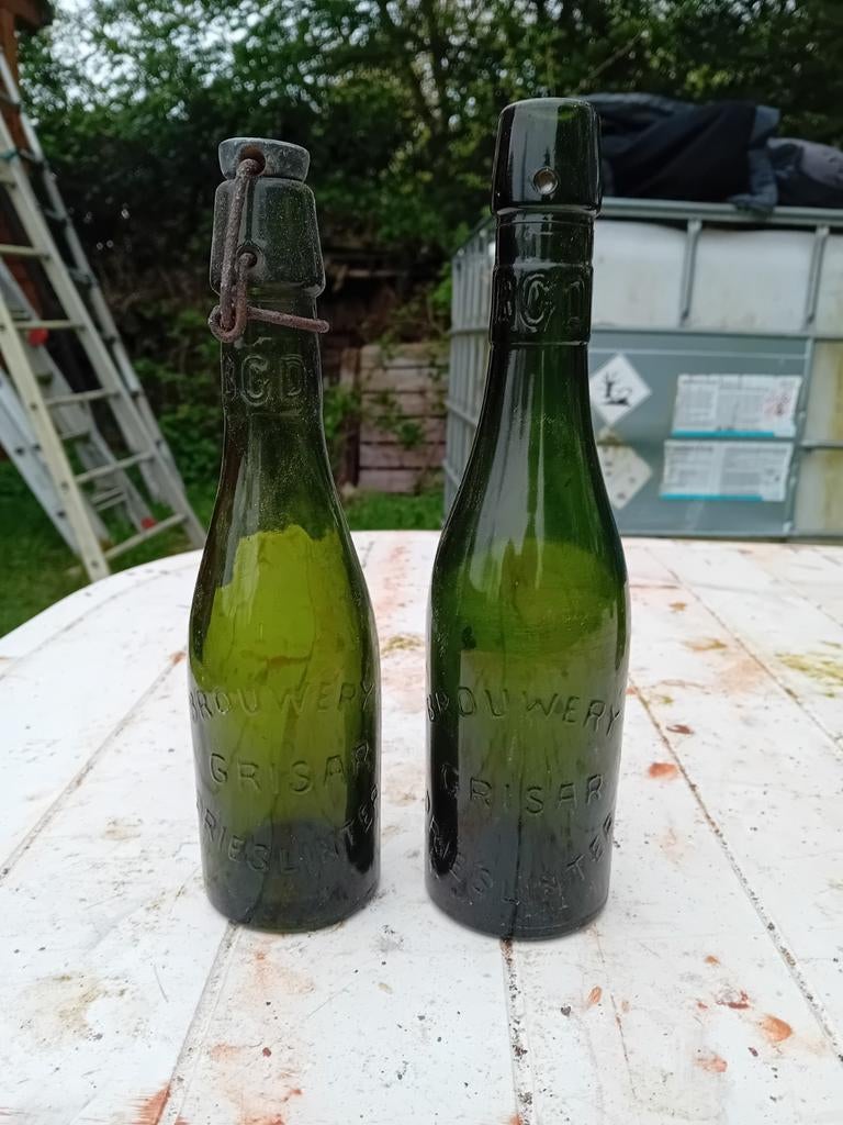 Oude  bierflessen brouwerij  De Schrans Crisar Drieslinter, Verzamelen, Biermerken, Ophalen of Verzenden, Gebruikt