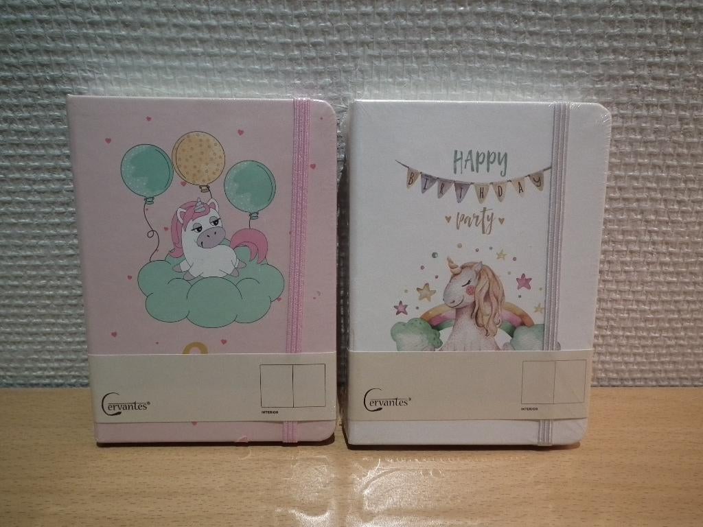 2 notitieboekjes met eenhoornpatronen (Cervantes), Diversen, Notitieboeken, Verzenden, Nieuw, A6