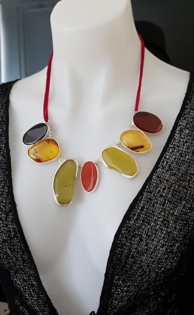 Collier Pierres Naturelles Collection Limitée Argent Massif, Antiquités & Art, Enlèvement ou Envoi