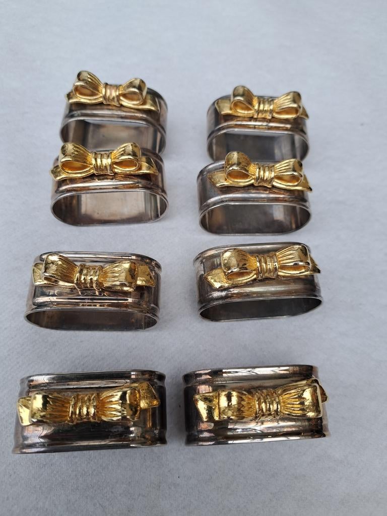 8 verzilverde servetringen, Antiek en Kunst, Ophalen of Verzenden