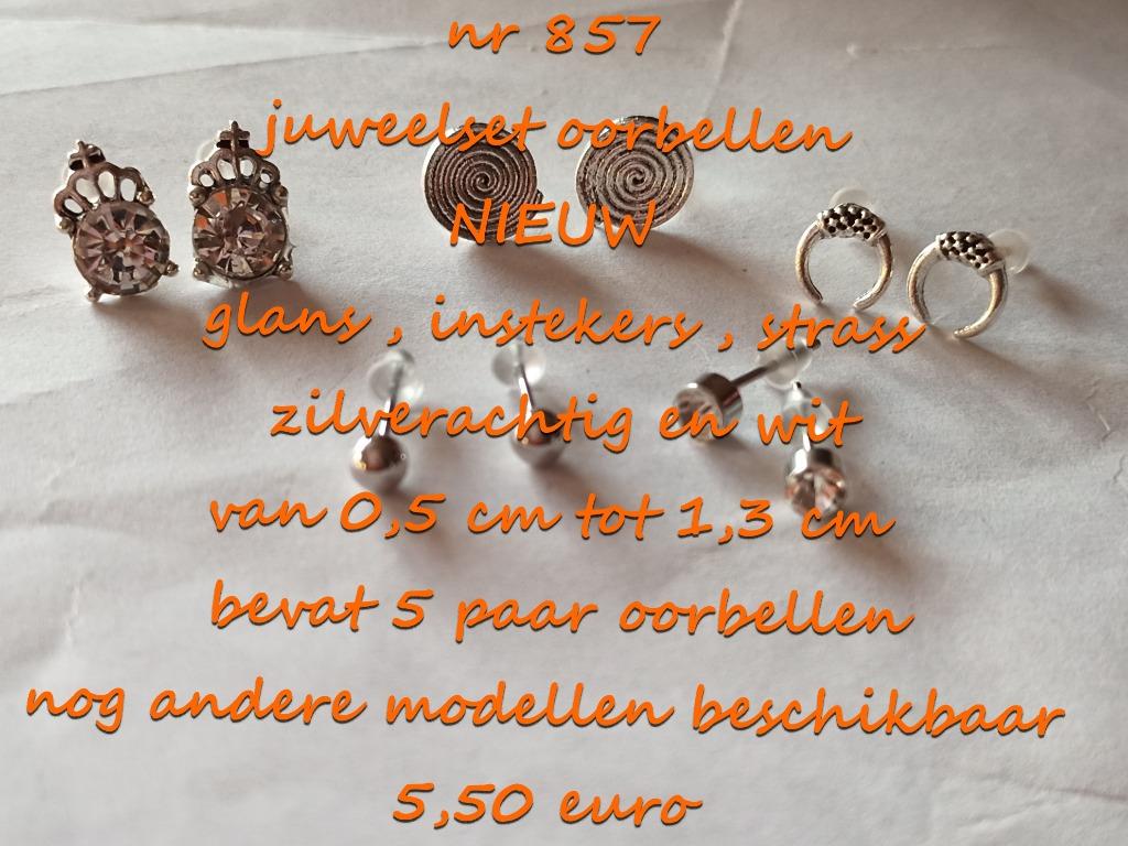 857. Juweelset oorbellen , NIEUW , verzending inbegrepen, Overige materialen, Verzenden, Wit, Nieuw