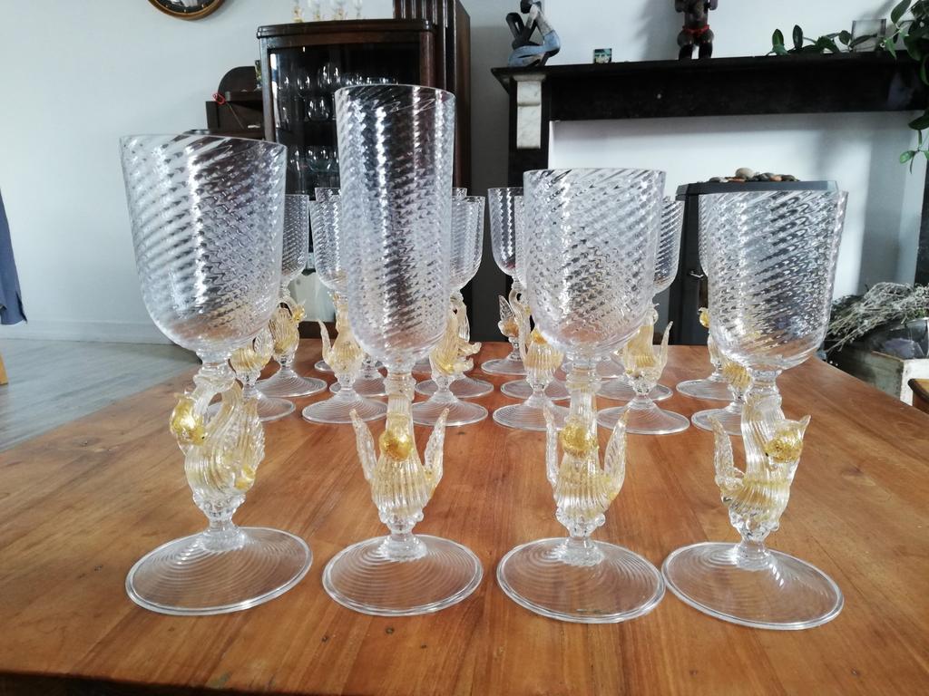 Set van 26 Murano zwaanglazen, Ophalen of Verzenden, Zo goed als nieuw