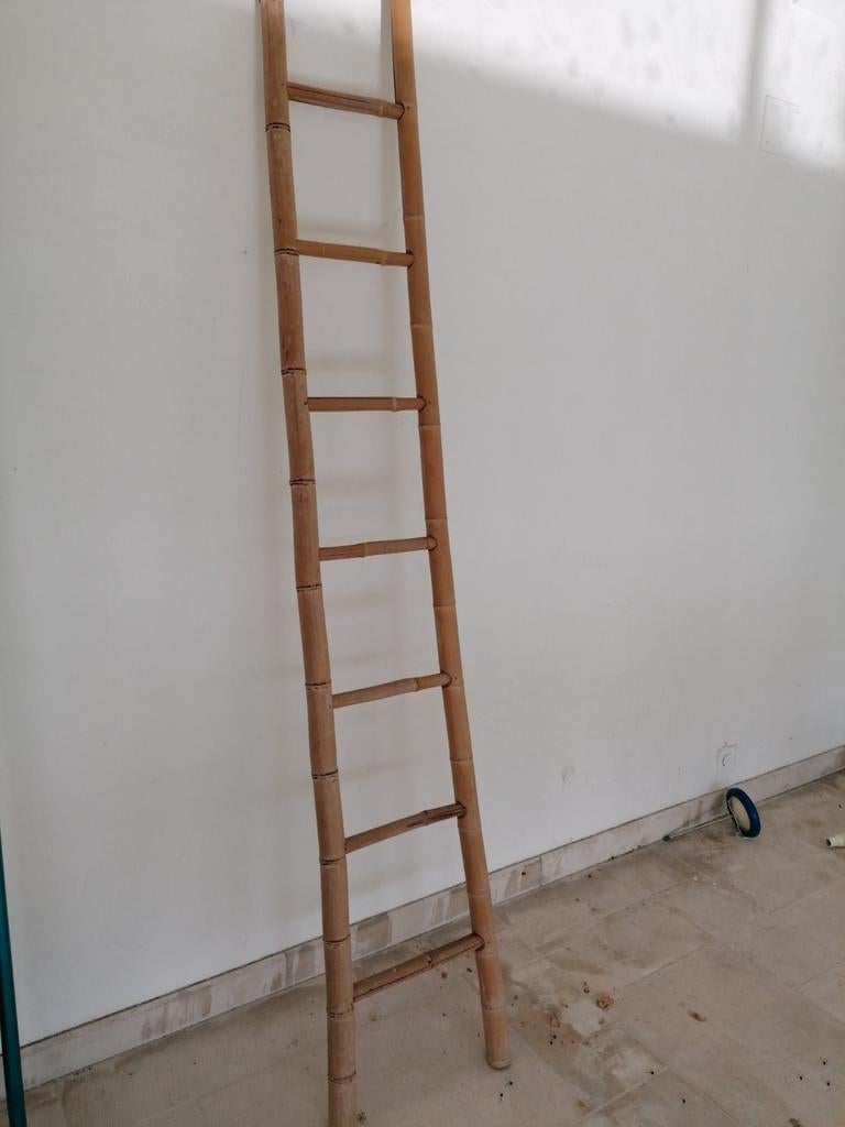 Vintage bamboe ladder, 265cm, Ophalen, Gebruikt