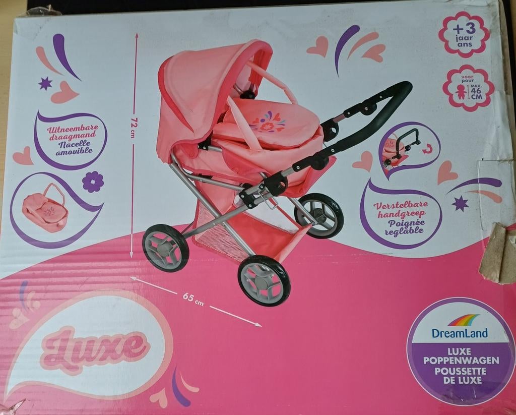 Poppen kinderwagen met uitneembare draagmand, Ophalen
