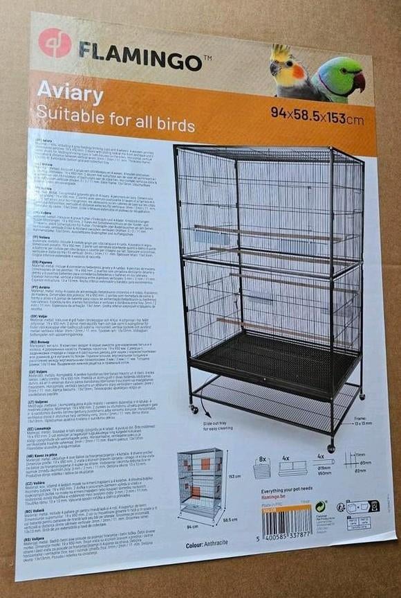 NIEUW - Volière Valor – Antraciet Binnenvolière - Flamingo, Ophalen, Kunststof, Volière