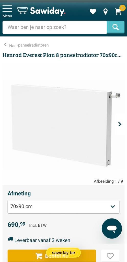 Henrad vlakke radiator wit structuur 700 x 900mm, Bricolage & Construction, Chauffage & Radiateurs, Comme neuf, Radiateur, Enlèvement