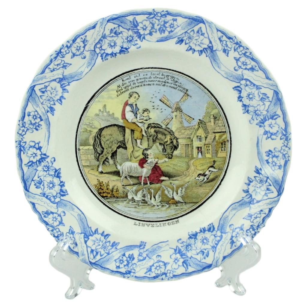 Antiek Petrus Regout wandbord “Lievelingen” – ca. 1880–1910, Ophalen of Verzenden