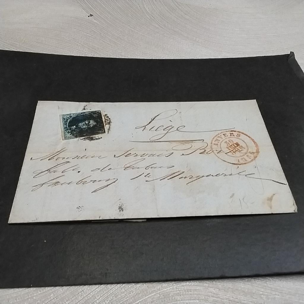 BELGIQUE lettre Anvers-Liège numéro 7 date 30-6-1855, Enlèvement ou Envoi, Lettre