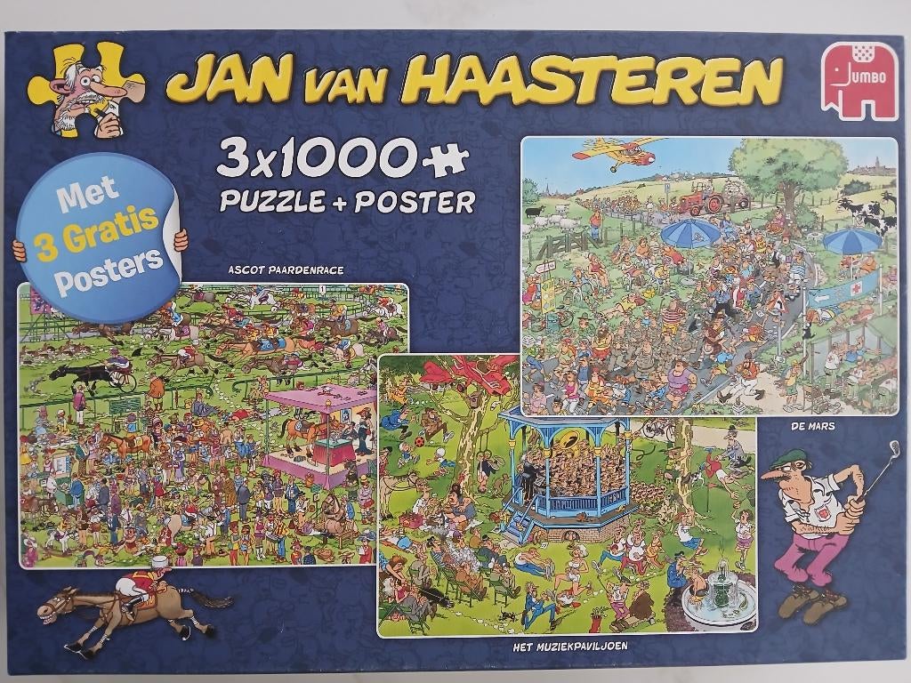 2 dozen Puzzels Jan van Haasteren 3 x 1000 stukjes, Hobby en Vrije tijd, Ophalen, 500 t/m 1500 stukjes, Zo goed als nieuw, Legpuzzel