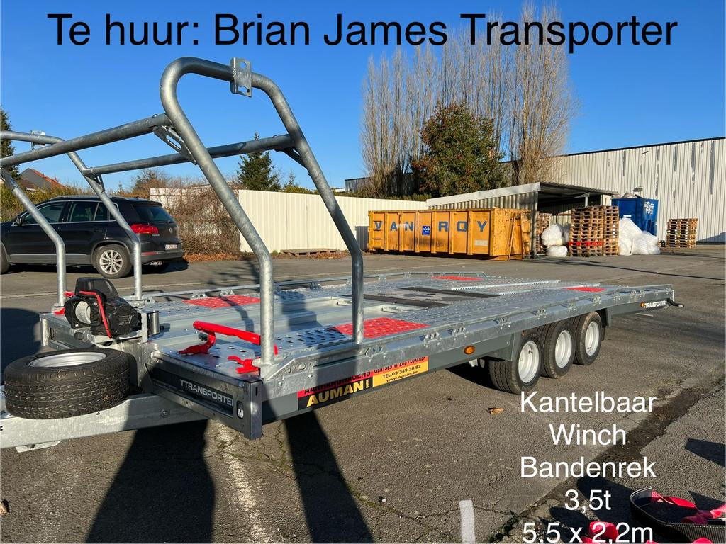 TE HUUR: Brian James autotransporter, Auto diversen, Aanhangers en Bagagewagens, Zo goed als nieuw, Ophalen