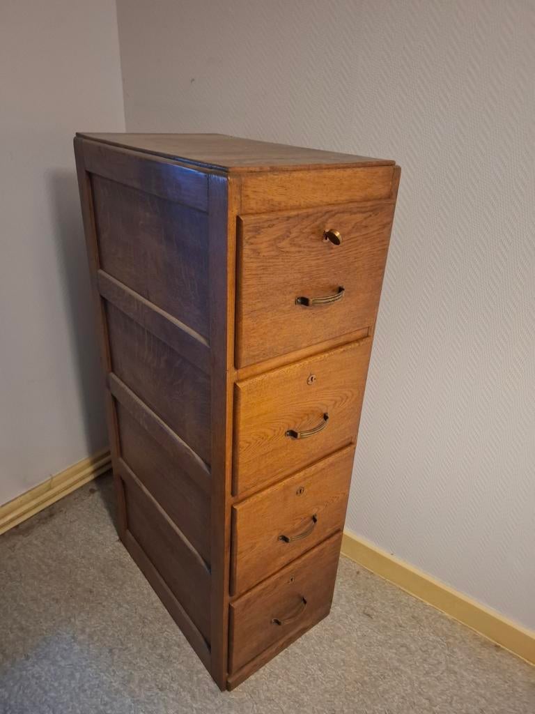 Antieke eiken archiefkast, Huis en Inrichting, Kasten | Ladekasten, Ophalen