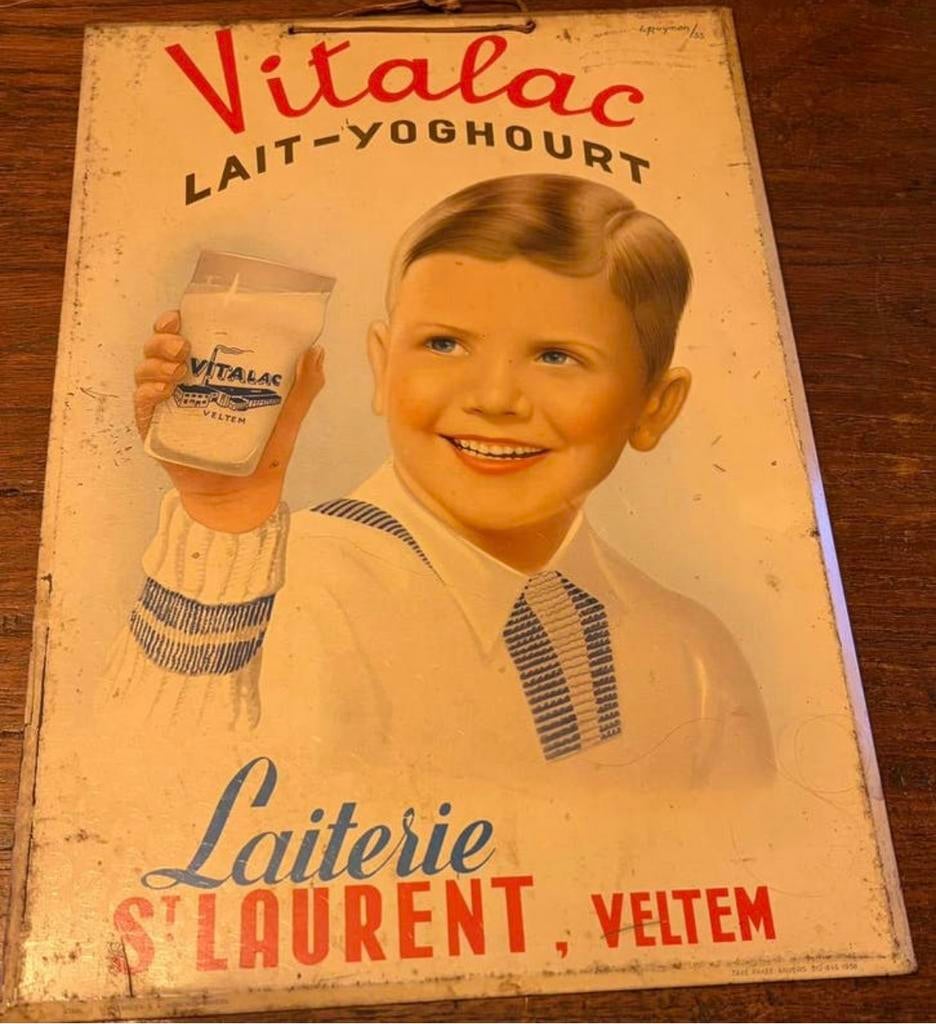 Tôle publicitaire Vitalac Veltem, Collections, Enlèvement, Comme neuf, Panneau publicitaire