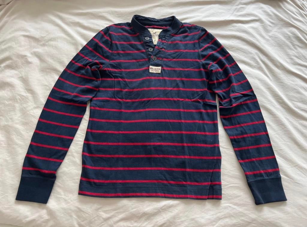 Hollister poloshirt met Mao-kraag - Maat M, Ophalen of Verzenden, Nieuw, Maat 48/50 (M), Blauw