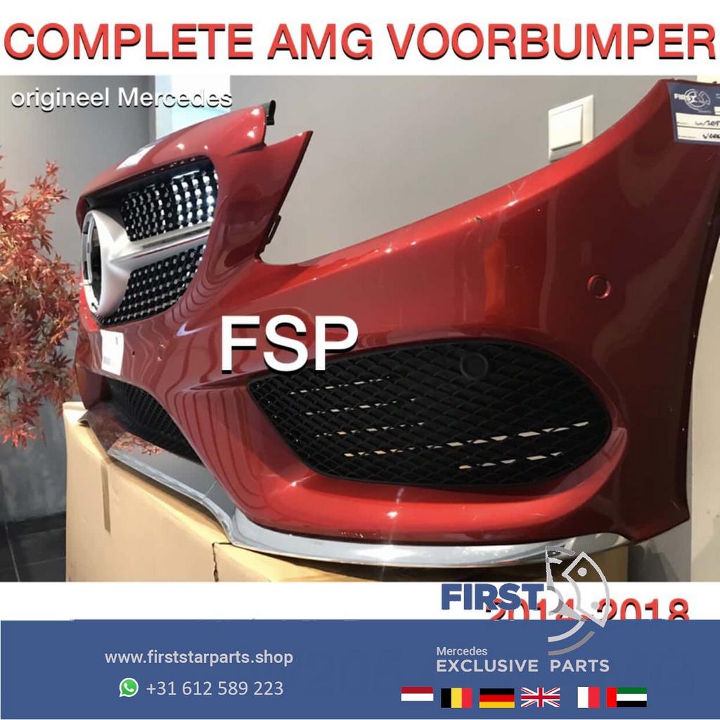 W205 AMG VOORBUMPER + DIAMOND GRIL ROOD COMPLEET Mercedes C, Utilisé, -, Avant, -