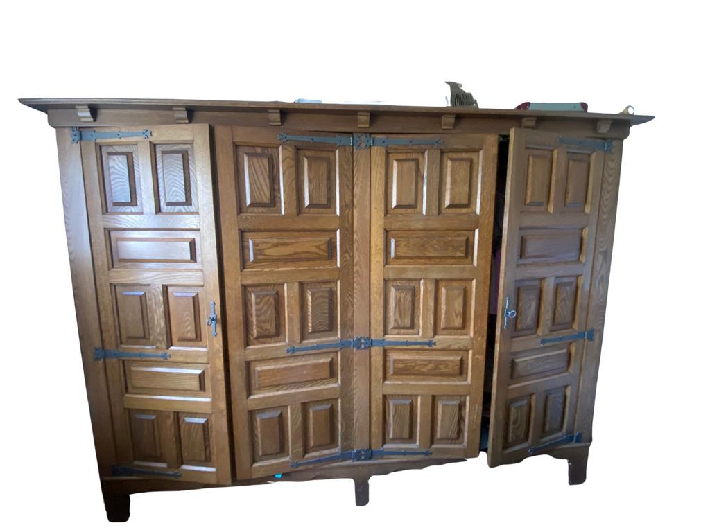 Garde-robe, 200 cm ou plus, Utilisé, Avec espace de penderie, Chêne