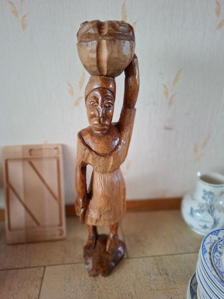 Afrikaans ogend houten beeld, Antiek en Kunst, Ophalen, 20 - 50 cm, Beeld, Hout