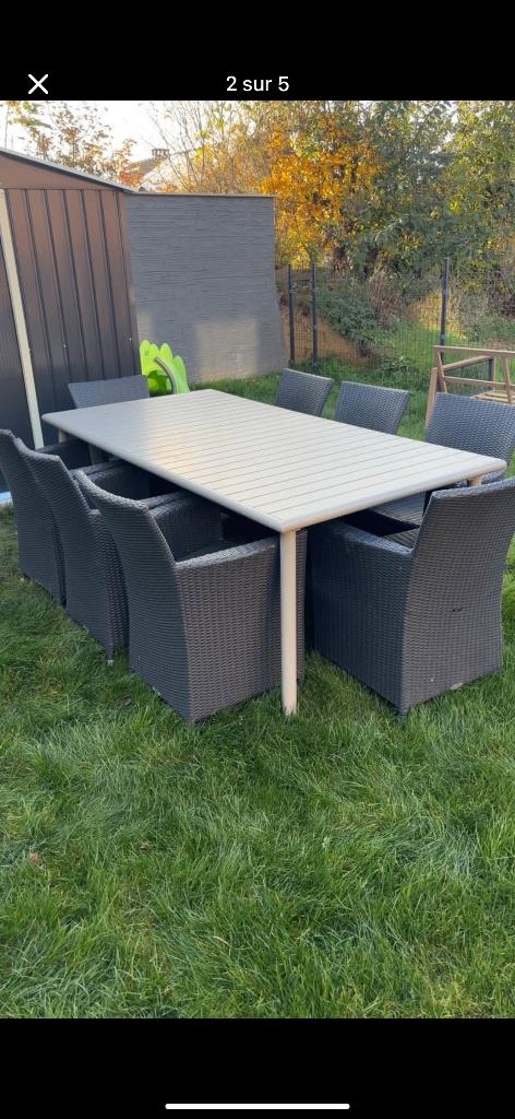 Table de jardin  et ces 8 fauteuils, Enlèvement, Utilisé, Autres matériaux