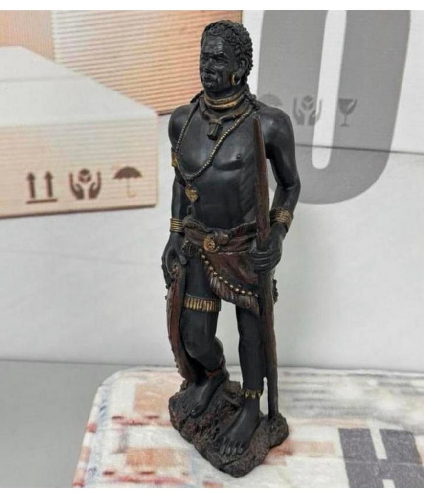 Afrikaanse krijger jager speer Zuid-Afrika 35cm Beeld kunst, Ophalen of Verzenden