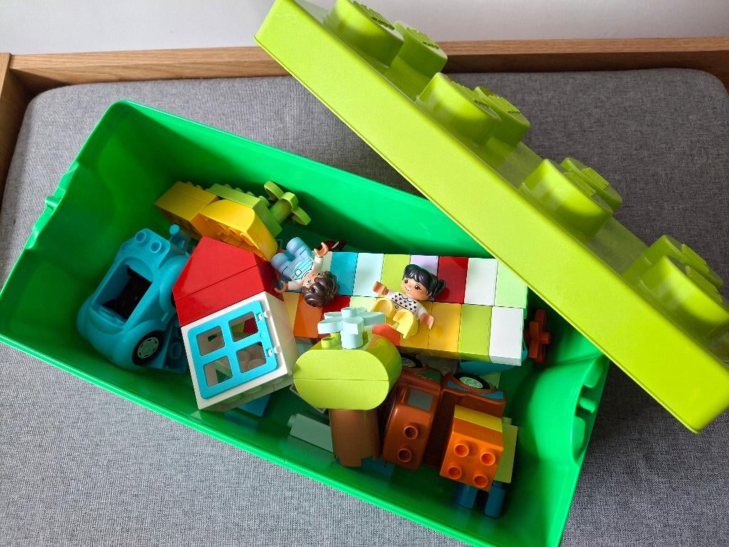 Duplo opbergdoos met bouwblokken, Ophalen, Zo goed als nieuw, Complete set, Duplo