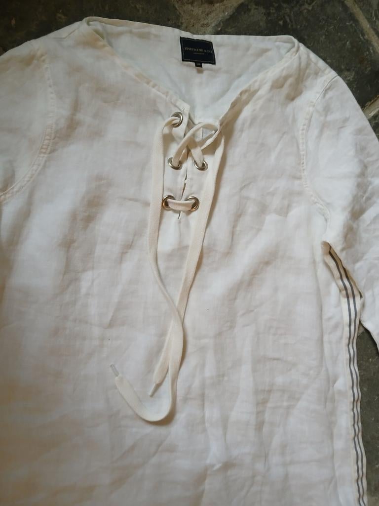 Magnifique robr en lin JOSEPHINE & CO. fabriqué en Belgique, JOSEPHINE & CO, Envoi, Taille 36 (S), Blanc