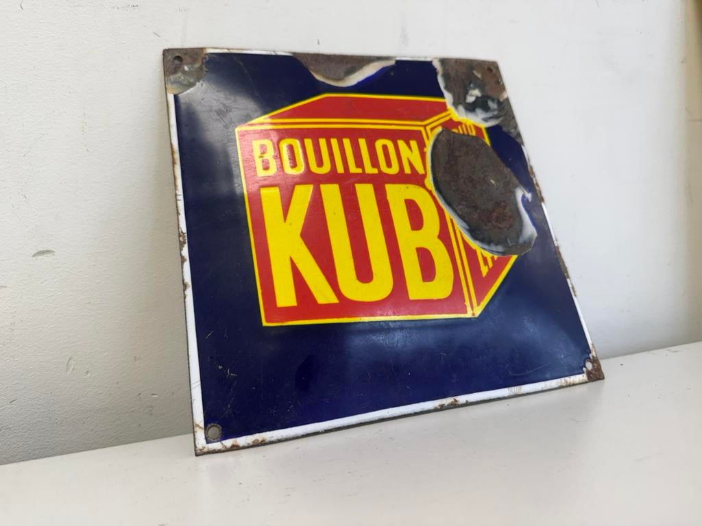 KUB oud emaille reclamebord, Ophalen of Verzenden