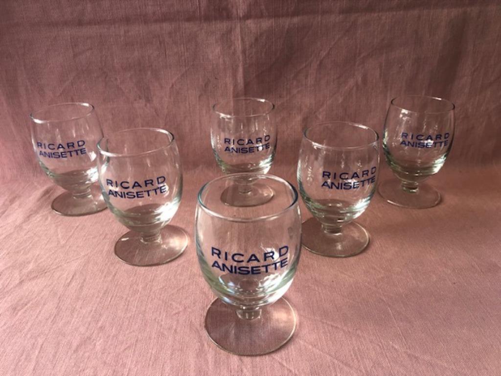 6 grands ballons en verre Ricard bleu RICARD ANISETTE, Collections, Marques & Objets publicitaires, Enlèvement ou Envoi, Comme neuf