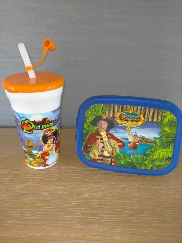 beker en brooddoos piet piraat, Ophalen of Verzenden, Gebruikt
