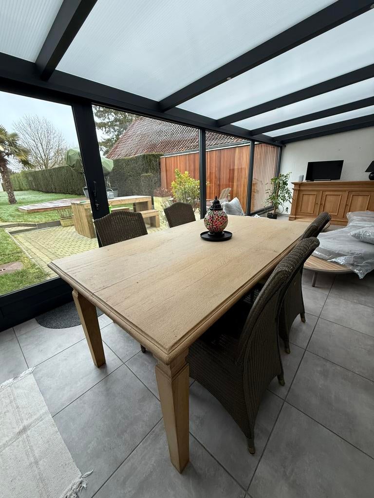 Eetplaats (tafel, stoelen, stoelkussens, dressoir), Huis en Inrichting, Kasten | Dressoirs, Zo goed als nieuw, Ophalen