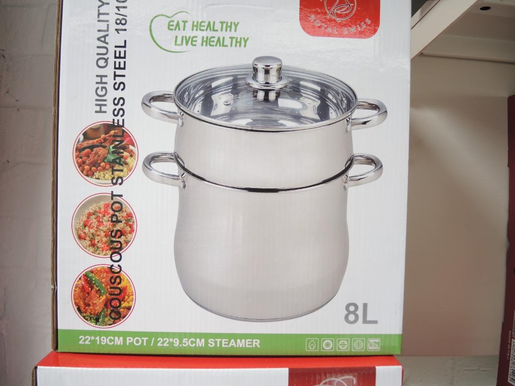 couscous/stoompan 22 cm nieuw!, Huis en Inrichting, Keuken | Potten en Pannen, Nieuw, Koekenpan of Braadpan, Inox, Inductieplaat