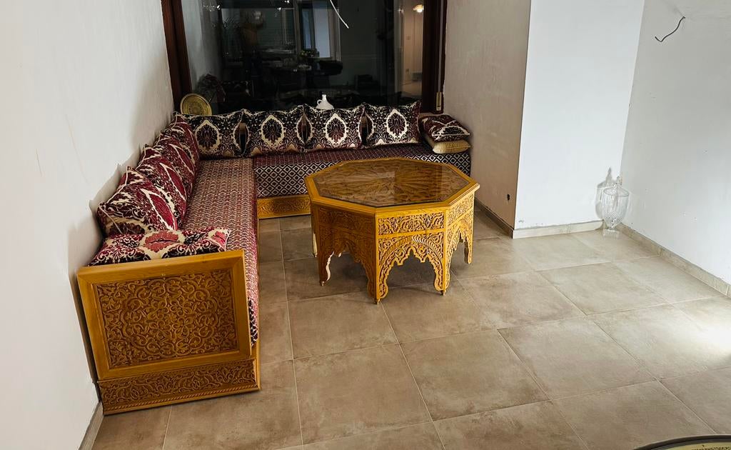 Marokkaanse salon massief cederhout (ARZ), Huis en Inrichting, Ophalen, Nieuw, Hoekbank, Hout