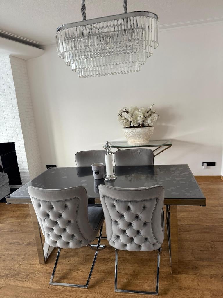 Chaises de salle à manger grises modernes et chics, Enlèvement, Comme neuf, Gris