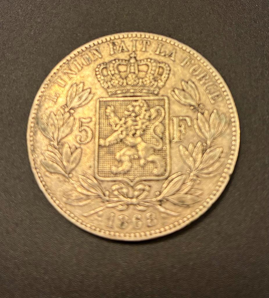 Zilveren muntstuk 5frank, Postzegels en Munten, Verzenden, Zilver, Losse munt, Zilver