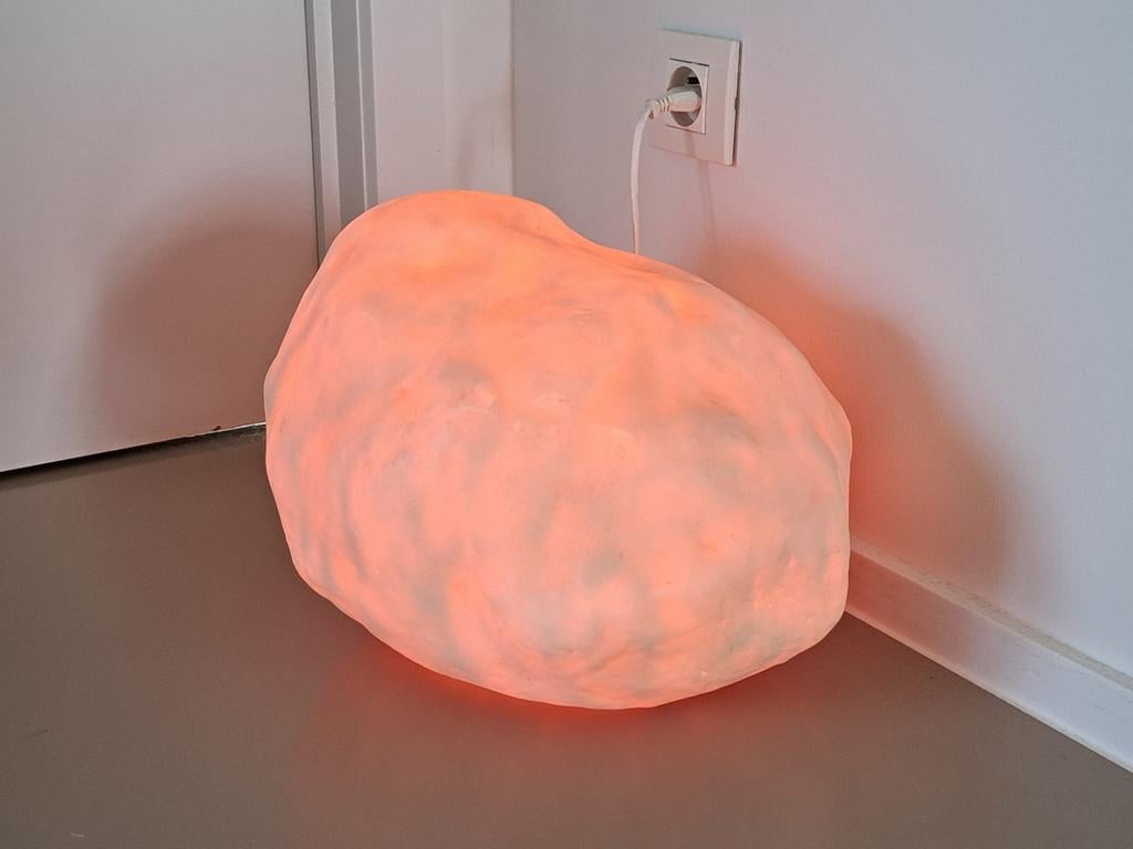 Vintage Design Tafellamp – Heico (1980s) – Stone Lamp maanro, Ophalen of Verzenden, Kunststof