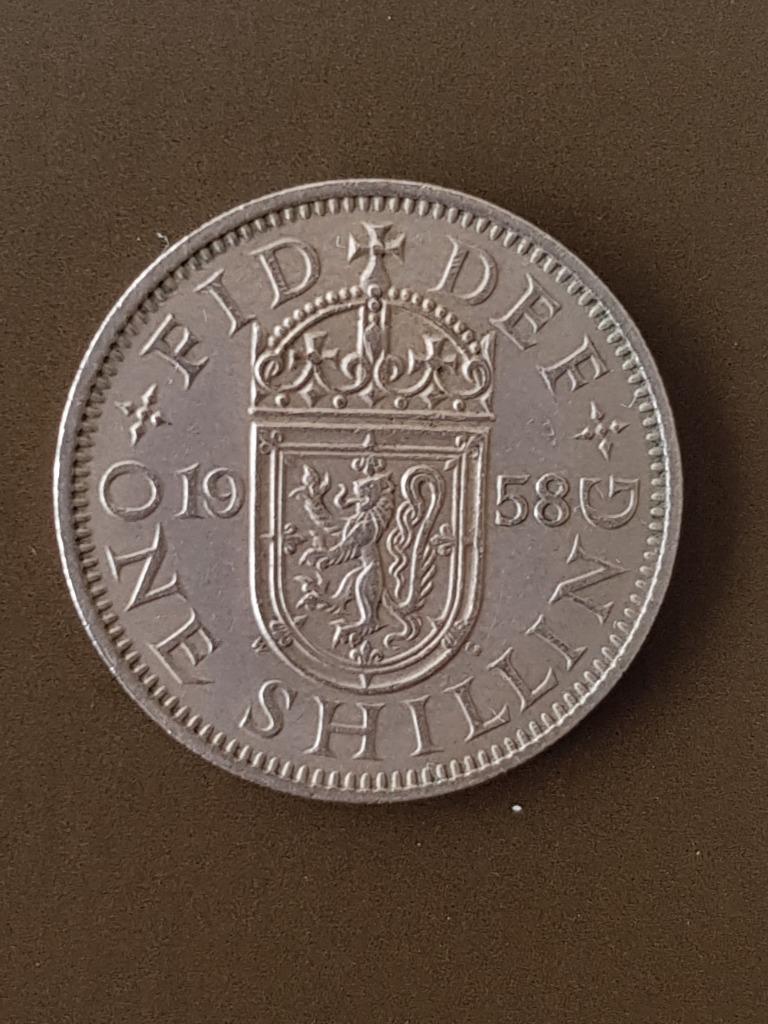 Oude Engeland 1 Shilling munt uit 1958, Ophalen of Verzenden, Overige landen, Losse munt, Zilver