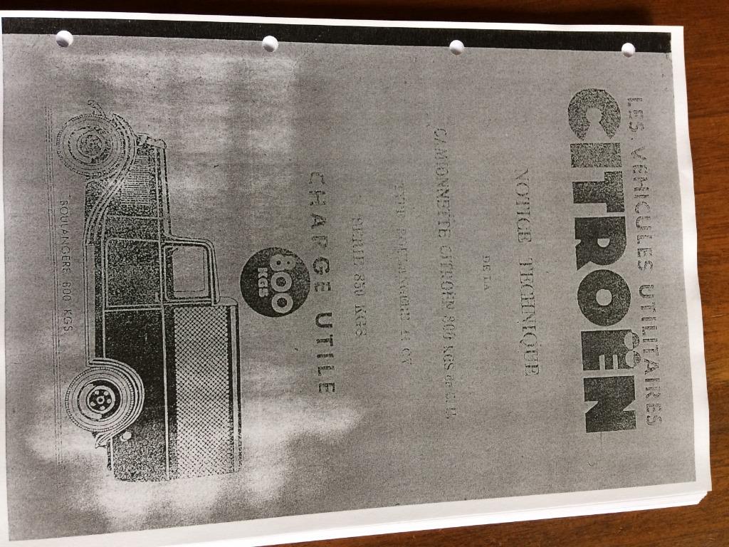 Camion Citroën Notice Technique 800 kg, Autos : Divers, Modes d'emploi & Notices d'utilisation, Enlèvement ou Envoi