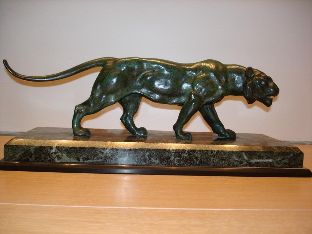 statue animalière, ancien bronze tigre panthère lionne, Antiquités & Art, Enlèvement