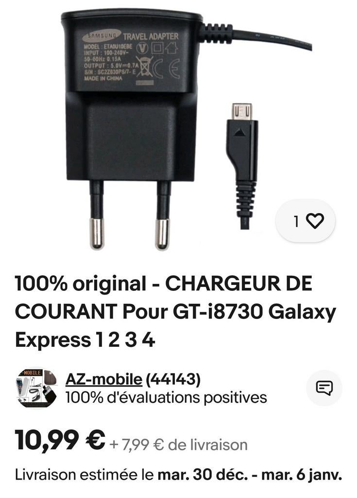 Chargeur secteur Samsung original universel....., Enlèvement ou Envoi, Neuf, Samsung