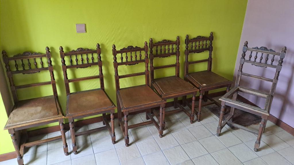 6 chaises anciennes en chêne, Enlèvement