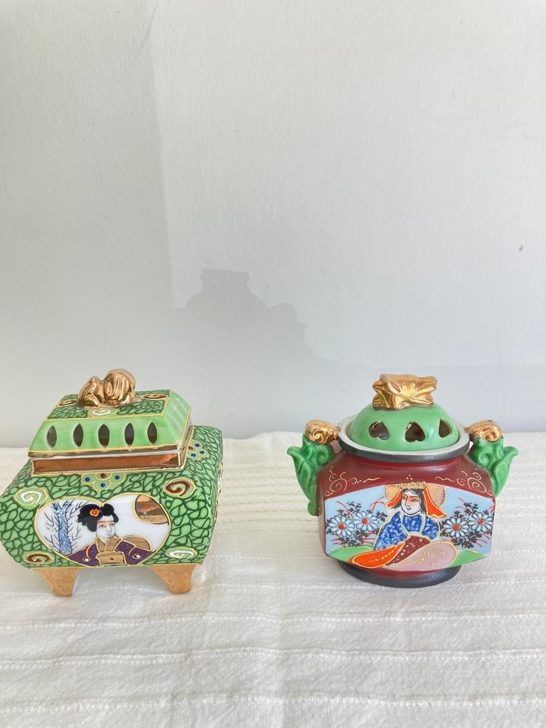 2 brûleurs d'encens en porcelaine japonaise vintage, Enlèvement ou Envoi