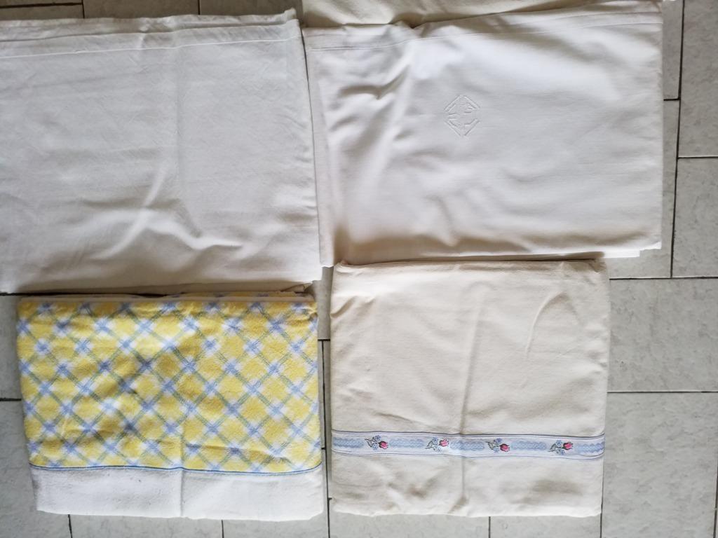 Lot de 5 Draps de lit 2 personnes, Maison & Meubles, Enlèvement, Jaune