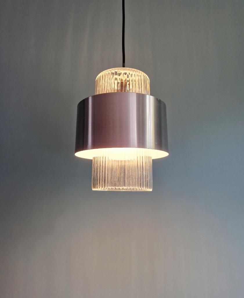 Suspension scandinave en verre et aluminium brossé, Enlèvement ou Envoi