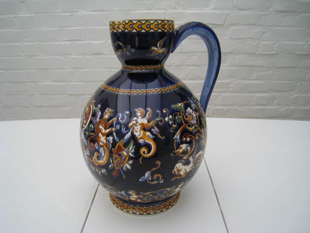 Prachtige vaas van Gien (Frankrijk) met stempel, Huis en Inrichting, Ophalen, Blauw, Aardewerk of Porselein, Zo goed als nieuw