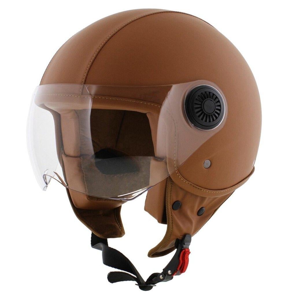 Casque moto Vito Loreto Jet Casque jet Cuir marron Amsterdam, Motos, Neuf, avec ticket, Femmes, Enlèvement ou Envoi, XL