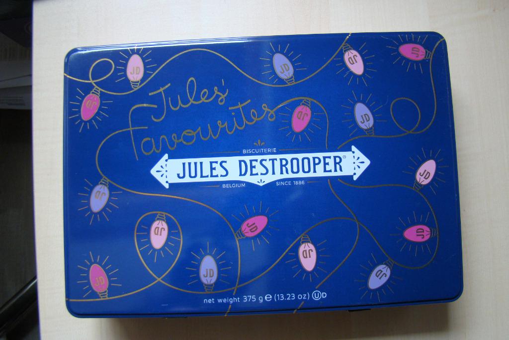 Boîte à biscuits en étain Jules Destrooper  favoris de Jules, Collections, Enlèvement ou Envoi, Biscuits, Autres marques