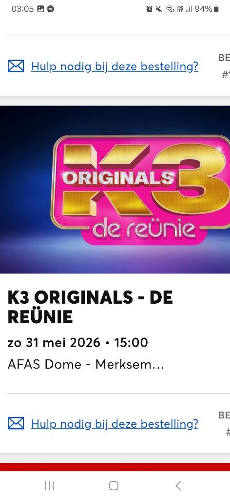 Ticket K3 Originals, Tickets & Billets, Une personne, Mai, Autres types