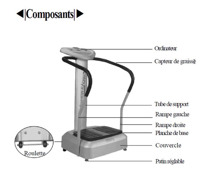 Plateforme vibrante Crazy Fit Massage Modèle de Luxe 2000 W, Ophalen, Benen, Trilplaat, Zo goed als nieuw