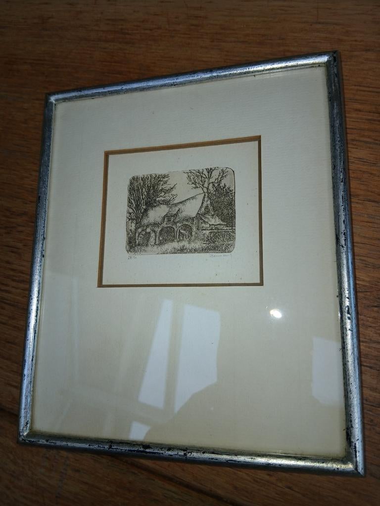 Miniatuur ets Jan Deumens, Ophalen of Verzenden, Ets, Ingelijst